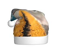 BOAXXL Cappello di Babbo Natale in peluche con stampa su tutta la strada pedemontana, morbido e delicato sulla pelle, taglia universale, copricapo da festival per adulti