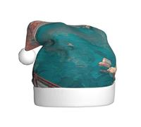 BOAXXL Cappello di Babbo Natale in peluche con stampa su tutto il cielo rosa, morbido e delicato sulla pelle, taglia universale, copricapo per feste per adulti