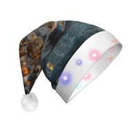 BOAXXL Cappello di Natale con LED - Cappello di Babbo Natale in peluche con stampa alla moda squisita architettura, design morbido delicato sulla pelle per festival e feste