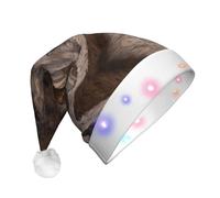 BOAXXL Cappello natalizio con LED - Cappello di Babbo Natale in peluche con stampa alla moda della cabina della valle della moda, design morbido sulla pelle per festival e feste