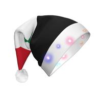 BOAXXL Cappello natalizio con LED - Cappello di Babbo Natale in peluche con stampa alla moda della Repubblica Araba Siriana, design morbido e delicato sulla pelle, per feste