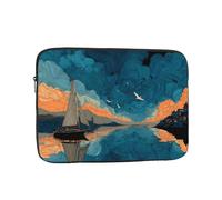 BOAXXL Sailboat On The Sea Borsa per computer portatile, leggera e compatta, adatta per viaggi e università, Nero , 12 inch