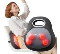 BOB AND BRAD Massaggiatore Schiena e Collo con Calore per Sollievo Dolori, EZBack Go Tessuto Profondo 4D Shiatsu Lombare, Cuscino Massaggiante con Maniglia per Ufficio & Casa, Regalo per Uomo & Donna