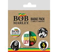 Bob Marley - Confezione di distintivi, multicolore, 10 x 12,5 cm