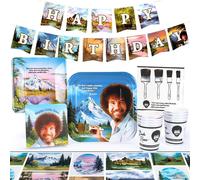 Bob Ross Classico Compleanno Festa Forniture Confezione 66 Pezzi Serve 8 Ospiti