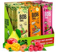 Bob Snail Vegan Sweets Variety Fruit Bars - 30 Healthy Snacks Individually Packed for Children and Adults with Mango Raspberry Pears and Apple - Sugar-Free Low Carb Low Calorie Sweets