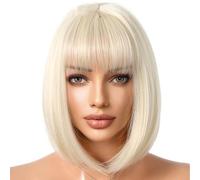 Bob Wig With Bangs, Natural Synthetic Hair Replacement Wigs, Bob Hair Wigs Natural Wigs With Fringe Bangs Heat Resistant Synthetic Wigs Easy Maintenance Long-Lasting Versatile And Trendy For Women