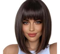Bob Wig With Bangs, Natural Synthetic Hair Replacement Wigs, Bob Hair Wigs Natural Wigs With Fringe Bangs Heat Resistant Synthetic Wigs Easy Maintenance Long-Lasting Versatile And Trendy For Women