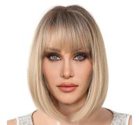 Bob Wig With Bangs, Natural Synthetic Hair Replacement Wigs, Bob Hair Wigs Natural Wigs With Fringe Bangs Heat Resistant Synthetic Wigs Easy Maintenance Long-Lasting Versatile And Trendy For Women