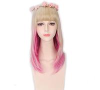 Bob Wigs For Women Fashion Sexy Medium Long Blonde Pink Orange Ombre Wig Cosplay Costume Hairpiece OneSize 191