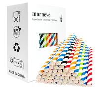 Boba Cannucce usa e getta con bolle di tè, frullati, frappè, frullati, grandi cannucce di carta con perle di tapioca, extra larghe, 12 mm, 1,3 cm, per feste di compleanno, doccia, a righe, 100 pezzi