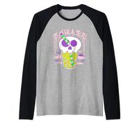 Boba Skull Bubble Tea Cup Halloween Maglia con Maniche Raglan