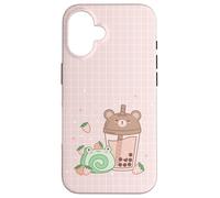 Boba Tea Bear & Strawberry Cake Frog Carino Kawaii Aesthetic Custodia per iPhone 16