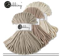 Bobbiny 3 x 100 M Cordoncino Intrecciato 5 MM Gomitolo Tessile Sabbia + Beige +