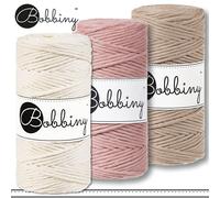 Bobbiny 3 X 100 M Filo Di Macramè Ø 3 Mm | Naturale + Blush + Sabbia