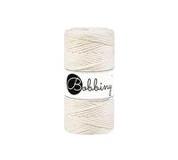 Bobbiny Oeko-Tex Premium filato macramè in cotone ecologico 3 mm x 100 m, cotone, neutro, 100 m x 3 mm