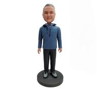 Bobblehead personalizzato, statuetta 3D dalla foto, Bobbleheads per uomo di mezza età con giacca casual, scultura fatta a mano personalizzata, memorabilia da scrivania, regalo per colleghi, familiari