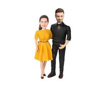 Bobblehead personalizzato, statuetta di coppia che si tiene per mano, scultura personalizzata a mano con testa Bobble da foto, matrimonio unico, per lui o lei