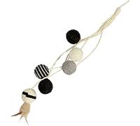 Bobby Bille - Tiragraffi Giochi per gatti in corda riciclata, con palline e piume, da appendere, Nero, 52 CM