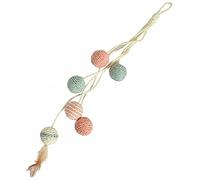 Bobby Bille - Tiragraffi Giochi per gatti in corda riciclata, con palline e piume, da appendere, Rosa, 52 CM