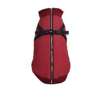 Bobby Easy - Cappotto per cani con imbracatura integrata, taglia dorso 38 cm, interno in pile, chiusura a zip superiore, riflettente, colore Bordeaux