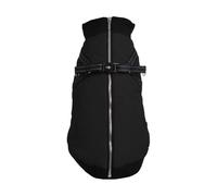 Bobby Easy - Cappotto per cani con imbracatura integrata, taglia dorso 42 cm, interno in pile, chiusura a zip superiore, riflettente, colore Nero