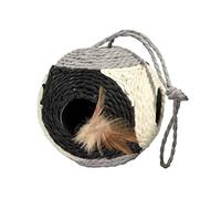 Bobby Facette - Palla per gatto, Gioco Tiragraffi in corda riciclata, con palline e piume, da appendere, Nero, 10ø-30 CM