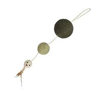Bobby Plume - Tiragraffi Giochi per gatti in corda riciclata, con palline e piume, da appendere, Verde, 55x12 CM