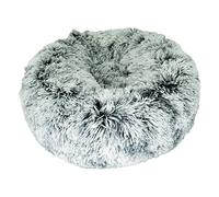 Bobby Poilu - Cuscino per Cani Extra soffice in Peluche, Ciambella Antiscivolo per Cani e Gatti Taglia Media, Lavabile in Lavatrice, Nero/Bianco, 50x50x25 cm