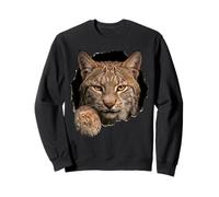 Bobcat Breaking Through Torn Hole Wild Cat Graphic Felpa