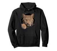 Bobcat Breaking Through Torn Hole Wild Cat Graphic Felpa con Cappuccio