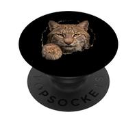 Bobcat Breaking Through Torn Hole Wild Cat Graphic PopSockets PopGrip Adesivo