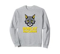 Bobcat Machine - Arte Grafica Felina feroce Felpa, Unisex per Adulti, Grigio Melange, XL