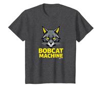 Bobcat Machine - Arte Grafica Felina feroce Maglietta, Bambini, Grigio Scuro, 10 Anni