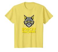 Bobcat Machine - Arte Grafica Felina feroce Maglietta, Bambini, Limone, 2 Anni