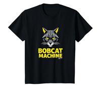 Bobcat Machine - Arte Grafica Felina feroce Maglietta, Bambini, Nero, 2 Anni