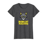 Bobcat Machine - Arte Grafica Felina feroce Maglietta, Donna, Grigio Scuro, L
