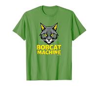 Bobcat Machine - Arte Grafica Felina feroce Maglietta, Uomo, Erba, L
