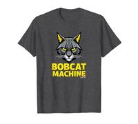 Bobcat Machine - Arte Grafica Felina feroce Maglietta, Uomo, Grigio Scuro, XL