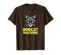 Bobcat Machine - Arte Grafica Felina feroce Maglietta, Uomo, Marrone, M