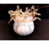 BOBECHE IN VETRO DI MURANO, BIANCO/ORO, H 75mm, Ø 95 mm, MODELLO RARO