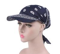 BOBEINI - Berretto da donna, unisex, con visiera pre-montata, a bandana, stile boho, paisley floreale, con stampa floreale, con nodo sul retro, in cotone, regolabile