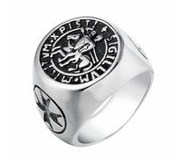 BOBIJOO Jewelry - Anello da uomo acciaio sigillo dei templari di Cristo - Anello con croce Sigillum militum Xpisti e acciaio inossidabile 316, 20, colore: Vedi descrizione, cod. BA0197_3202