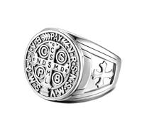 BOBIJOO JEWELRY - Bague Chevalière Homme Croix Saint Benoît Protection Démon Acier Argenté Brut - 29 (13 US)