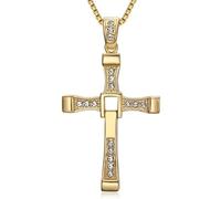 BOBIJOO JEWELRY - Collier Croix Pendentif Inspiration Vin Diesel Fast And Furious Acier inoxydable Doré Or