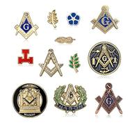 BOBIJOO JEWELRY - Lot Ensemble de 12 pin's Franc-Maçonnerie Acacia Noeud Equerre Compas Myosotis G