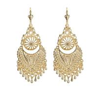 BOBIJOO JEWELRY - Modèle Kelly Paire de Boucles d'oreilles Gitane Savoyardes Vierge pour femme Plaqué Doré Or