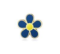 BOBIJOO Jewelry - Pini massone fiore di Myosotis smalto blu giallo 12mm discreti