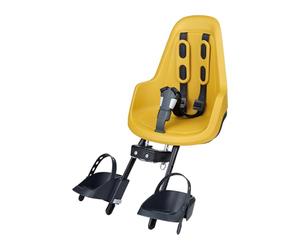 BOBIKE 8012000023 - Seggiolino anteriore ONE MINI per bicicletta con ruote da 26” a 29” adatto per bambini con un peso massimo di 15kg con attacco sul tubo di sterzo in colore Potente Senape