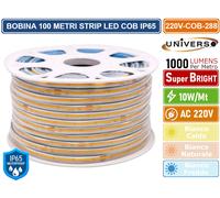 BOBINA 100 METRI STRIP LED COB 220V MONOCOLORE 10W/M 1000LM/M DA ESTERNO IP65